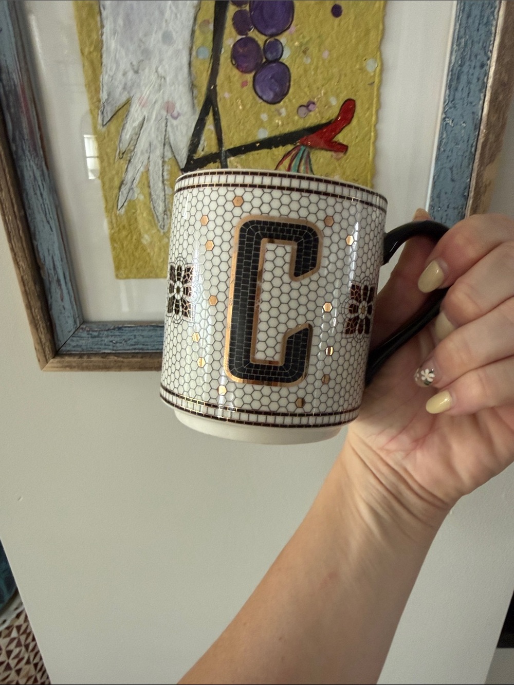 Anthropologie Margot Tile Monogram Mug Initial C